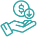 Hand holding a coin icon for transparent plumbing prices and work guarantee